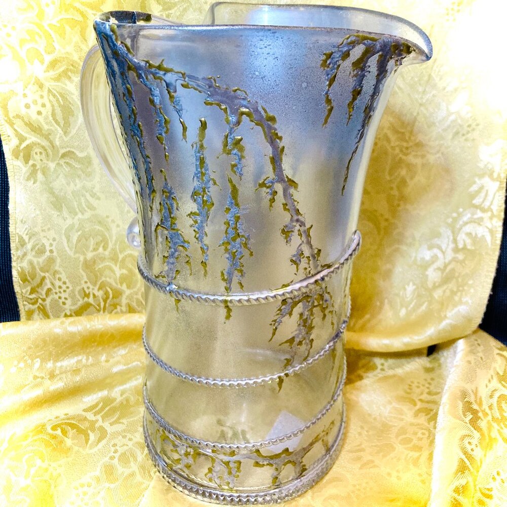 KINTSUGI VASE AMALIA SILVER GOLD TONE BOHEMIAN GLASS JULISKA 9" HAND MADE NEW